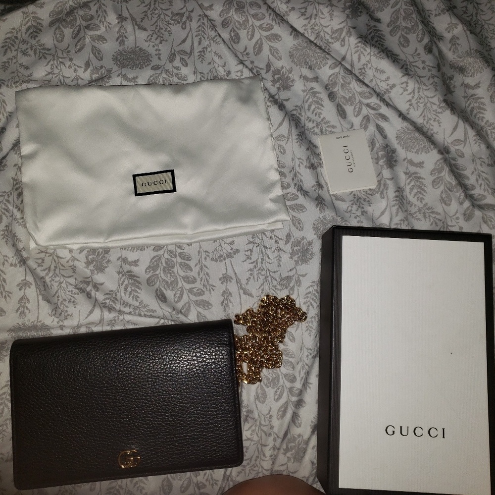 GG Marmount leather mini chain bag